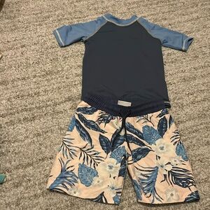 TOMMY BAHAMA BOYS SWIM TRUNK SET WITH RASHGUARD